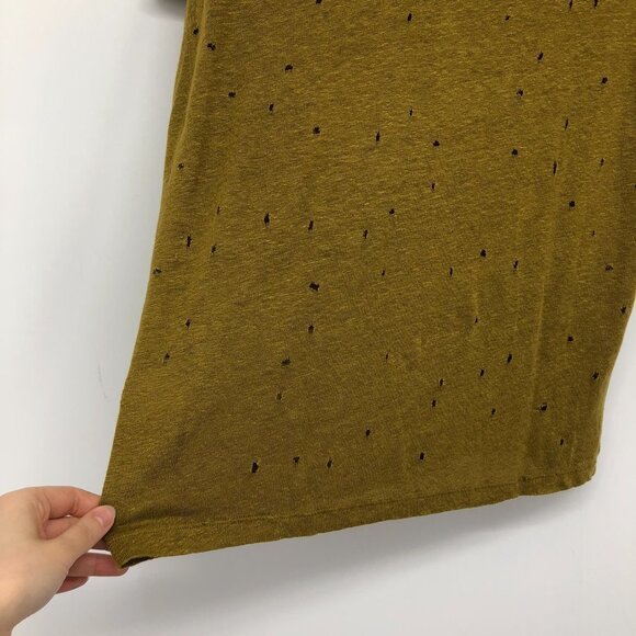 IRO Clay Distressed Tee shirt in Olive  Night 100% Linen mustard yellow SP - Picture 13 of 16